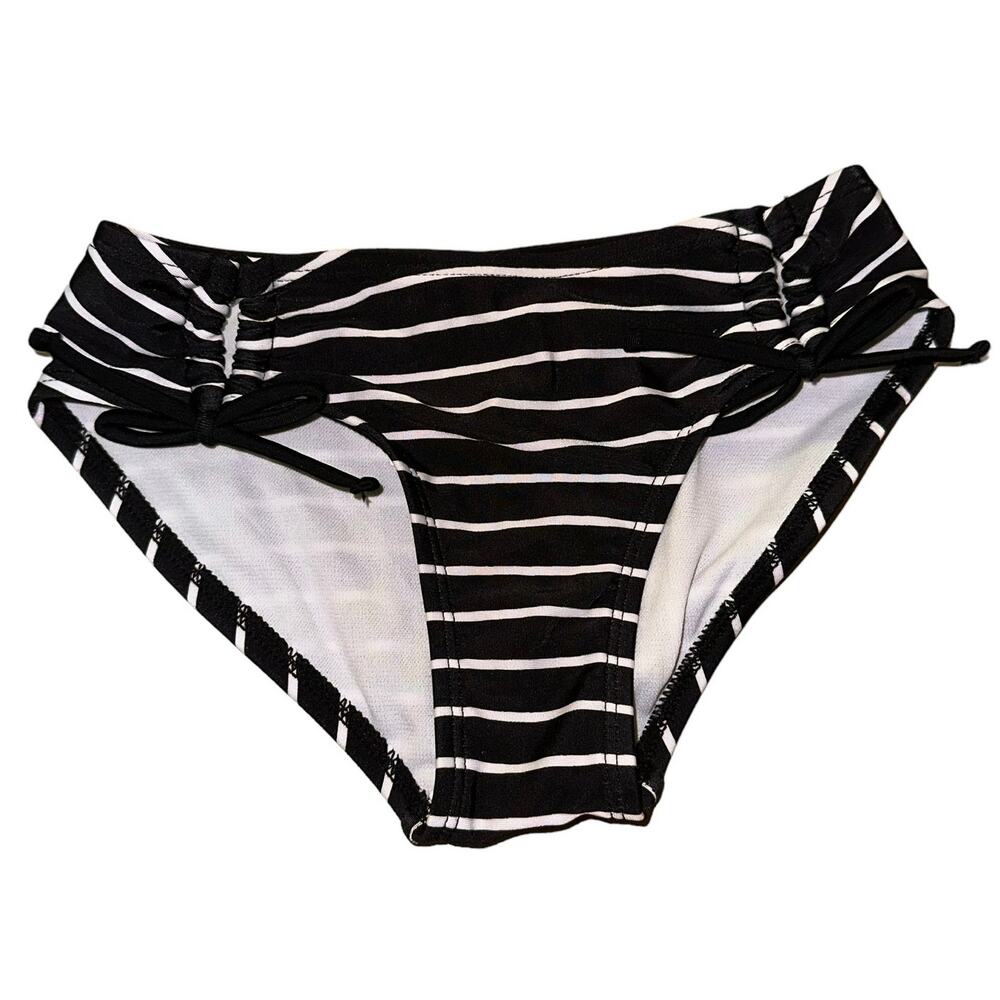 Art Class Girls Bikini Bottoms Size S 6/6X NWT Black White‎ Stripe Tie Side Swim